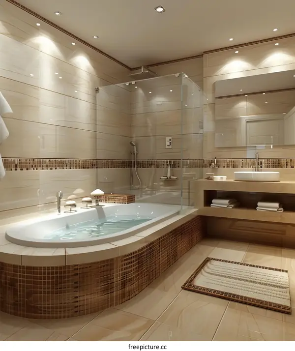 Modern Bathroom Design with Bathtub and Shower