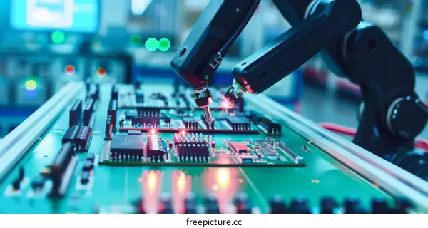 A Robotic Arm Soldering a Circuit Board