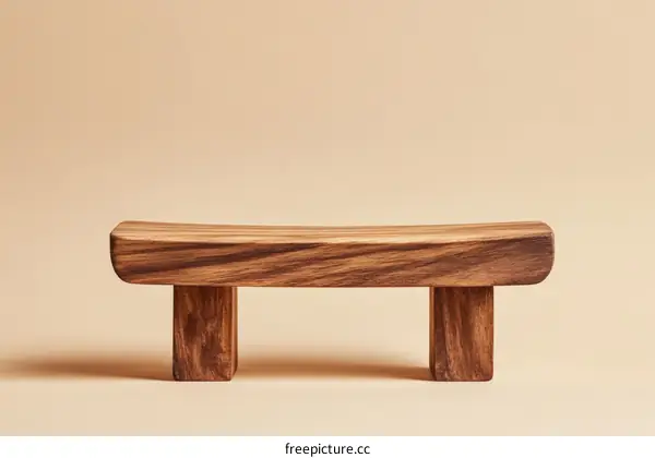 Wooden Bench on Beige Background Minimalist Design