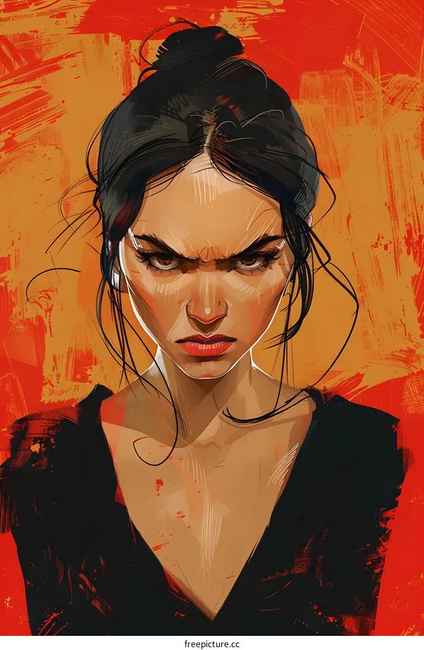 portrait of a young woman with a serious expression on her face