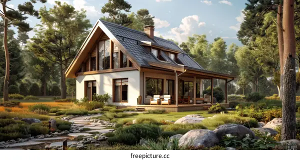 Modern A-Frame Cabin Nestled in a Lush Forest Setting