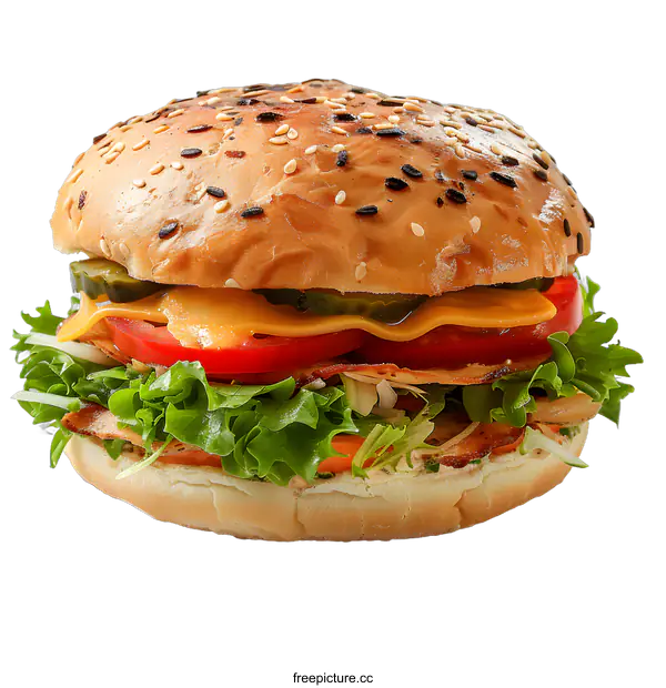 [Transparent Background PNG]Delicious cheeseburger on white background