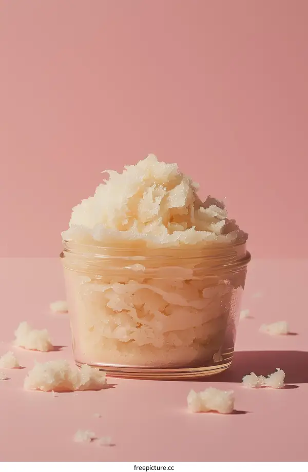 Close-up of a jar of body scrub