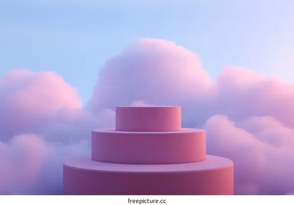 Pink Cloud Display Podium Abstract Background