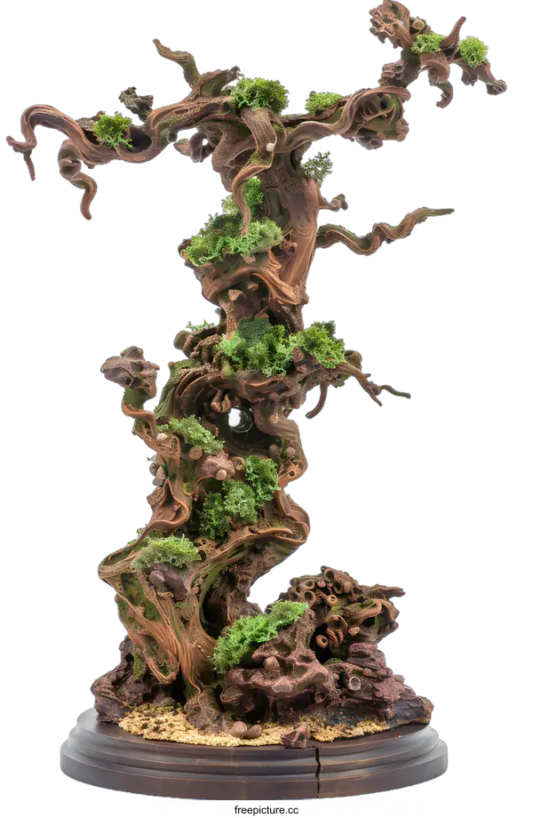 [Transparent Background PNG]Twisted Tree with Moss and Wood