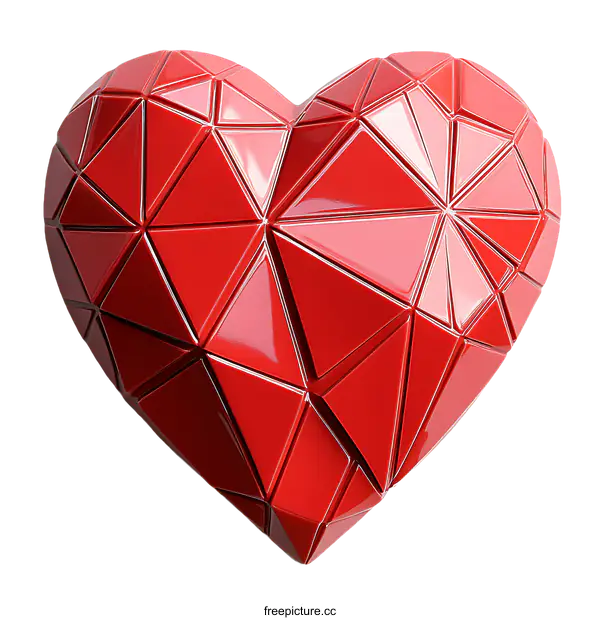 [Transparent Background PNG]Geometric Red Heart Illustration