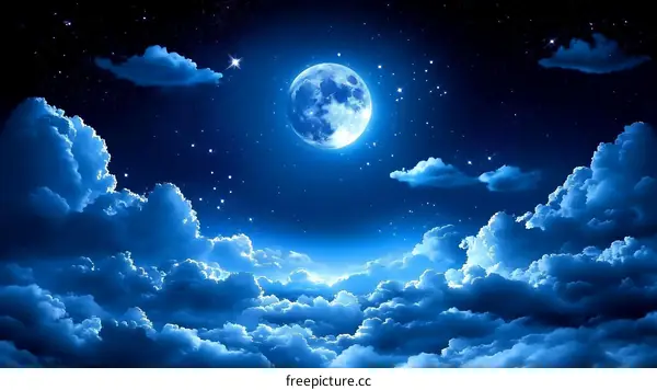 A Stunning Night Sky with a Full Moon