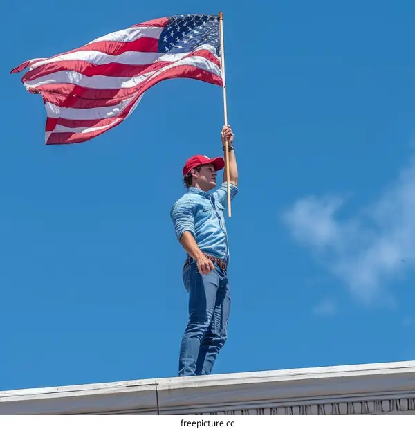American Patriot Protest on Rooftop