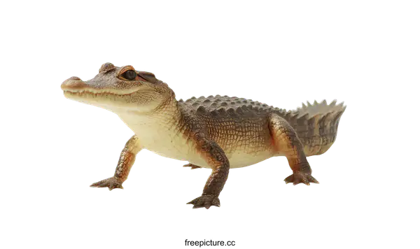 [Transparent Background PNG]Young Crocodile Close-up on White Background