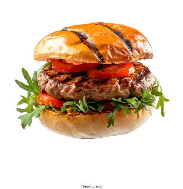 [Transparent Background PNG]yummy burger with salad