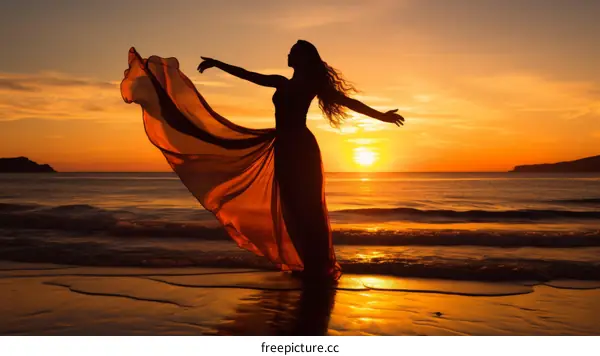 Graceful Dancer on the Beach at Sunset