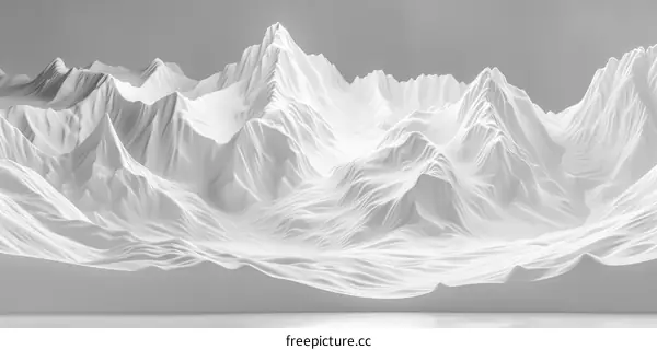 Gray Mountains and Snowy Peaks 3D Minimalist Landscape