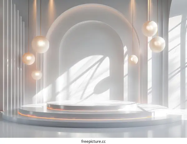 White Empty 3D Podium Stage Display