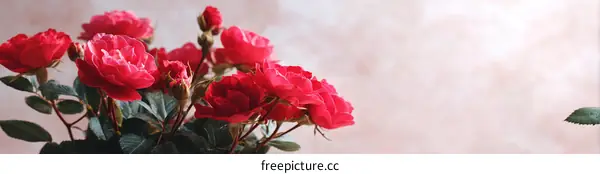 A Bouquet of Red Roses on a Light Beige Background