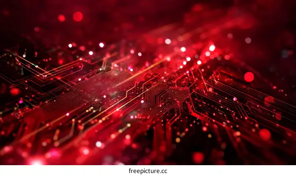 Abstract Red Circuit Board Technology Illustration