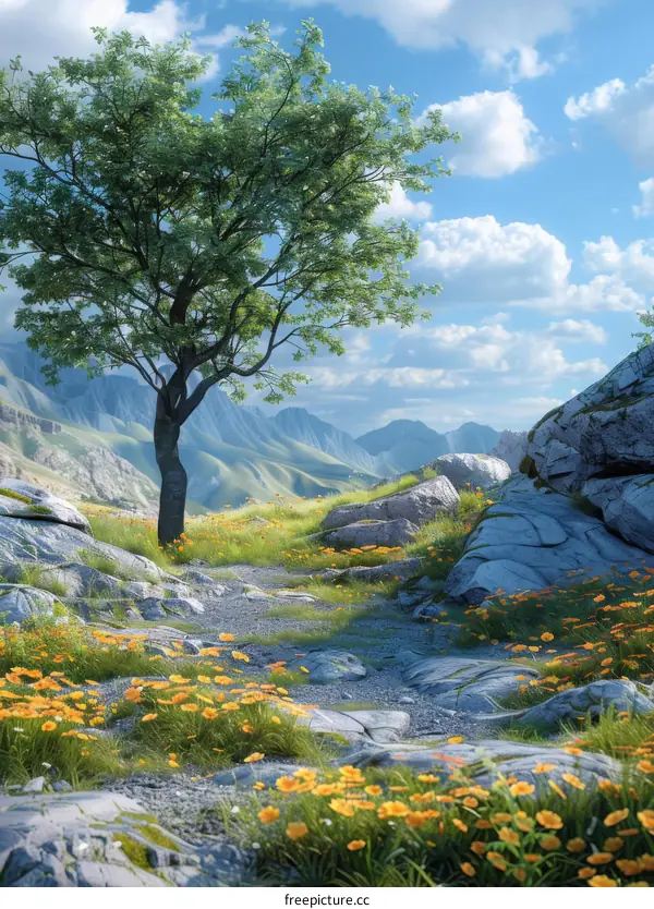 Rocky Mountain Landscape with Path