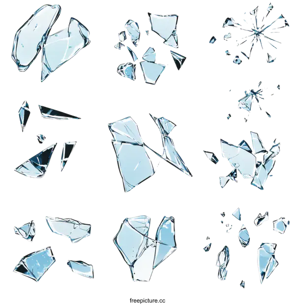 [Transparent Background PNG]Shattered Glass Fragments Collection