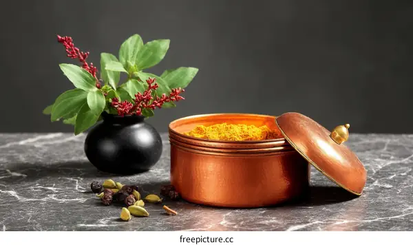 Copper Spice Container with Aromatic Herbs