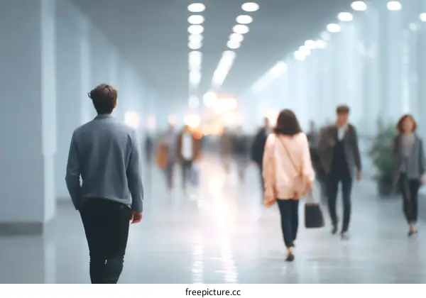 Business People Walking in a Modern Hallway