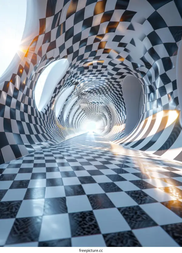 Black and white checkered tunnel
