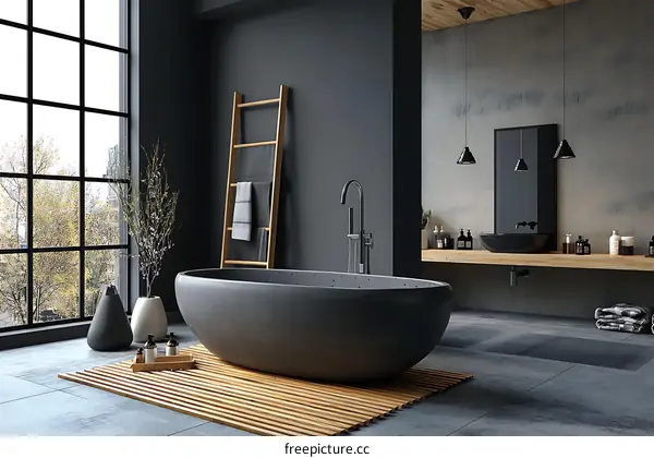 Modern Minimalist Dark Gray Bathroom Design