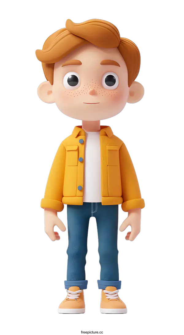 [Transparent Background PNG]3D rendering of a cute cartoon boy