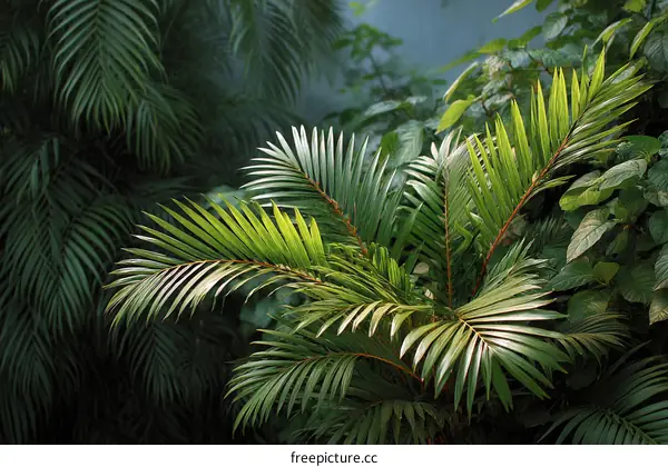 Tropical Lush Plants Close-up in a Garden