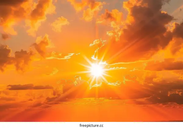 Sun rays shining through the clouds