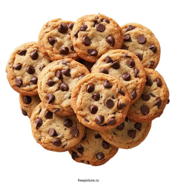 [Transparent Background PNG]Pile of Chocolate Chip Cookies