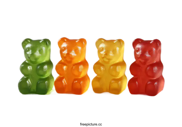 [Transparent Background PNG]Colorful Gummy Bears in a Row