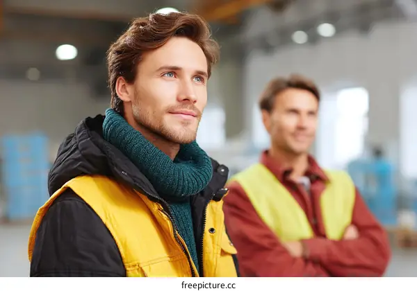 Two Caucasian Men in Industrial Setting
