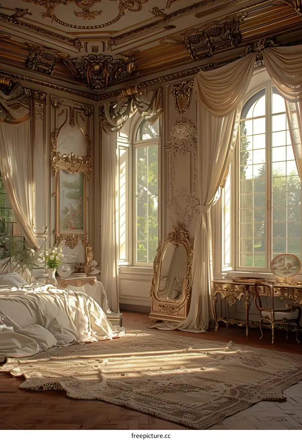 Sunlit Rococo Bedroom Interior Design