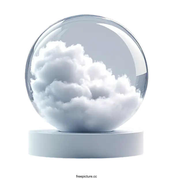 [Transparent Background PNG]Glass Cloud Snow Globe on a White Base