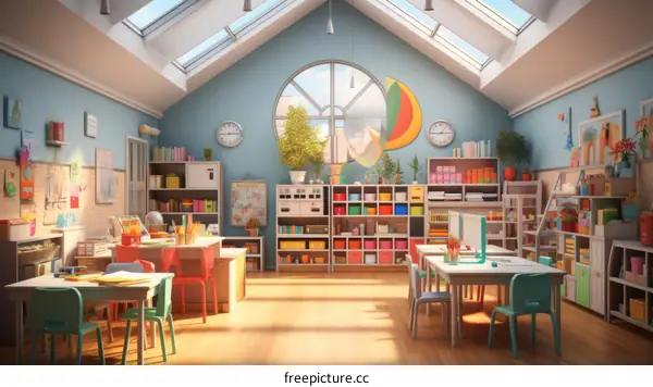 Classroom with Colorful Supplies