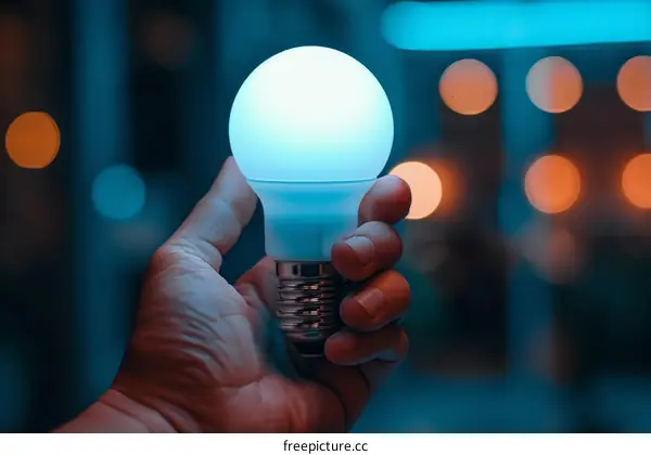 Energy-Saving Light Bulb in Hand