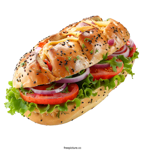 [Transparent Background PNG]Fresh sandwich with vegetables and cheese