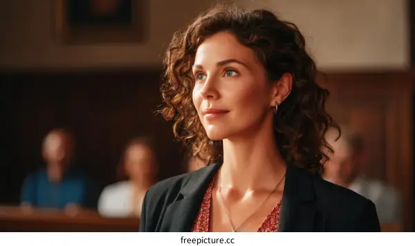 Caucasian Woman Listening Attentively in a Meeting