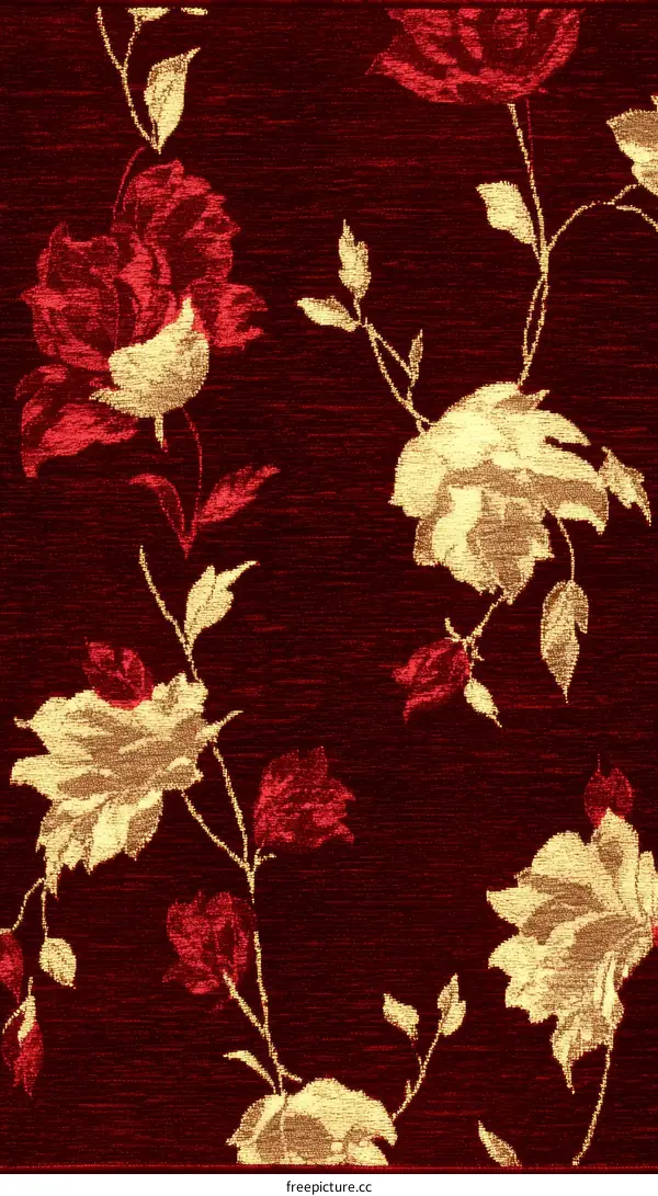 Floral Pattern Fabric Design in Red and Cream