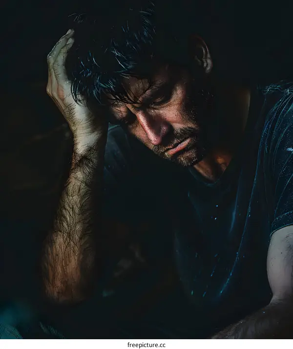 Portrait of a man with his hand on his head