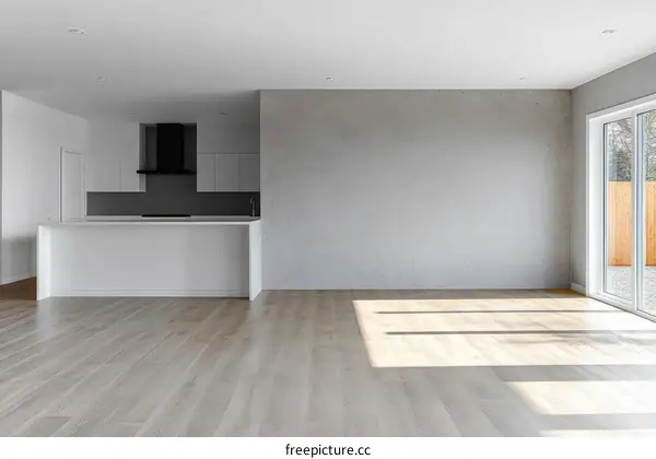 Modern Empty Kitchen Living Area Interior Design