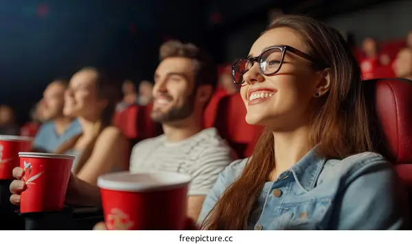 Moviegoers Enjoying a Film in a Cinema