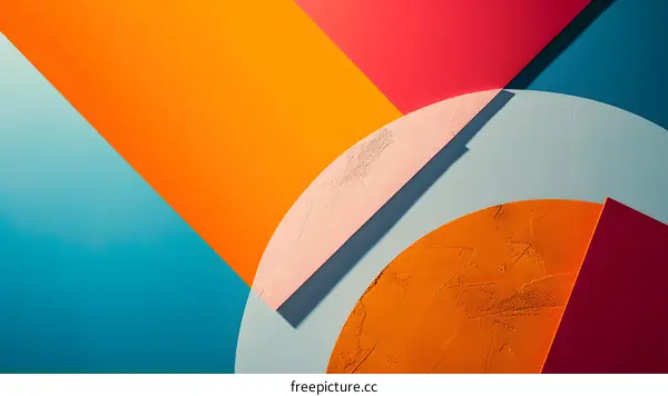Abstract Geometric Shapes in Orange, Red, Pink, and Blue