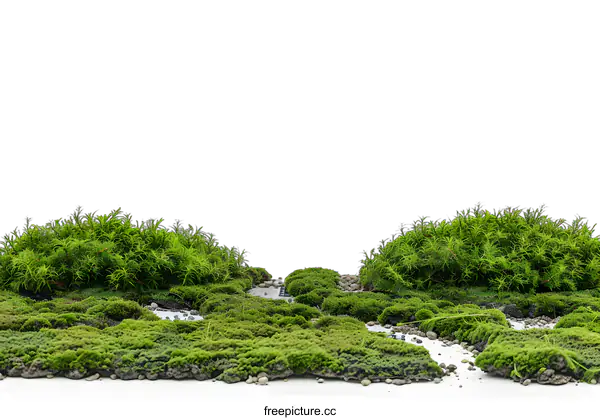 [Transparent Background PNG]Green Moss Isolated on White Background