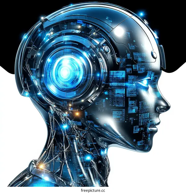 Futuristic Robot Head Profile View Illustration