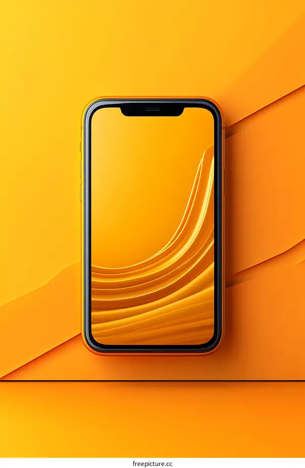 Modern Smartphone With Yellow Abstract Background