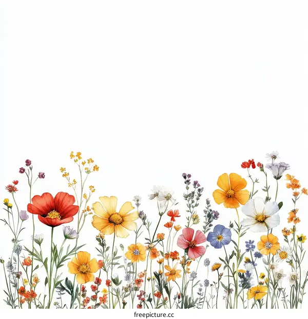 Colorful Wildflowers Illustration Background
