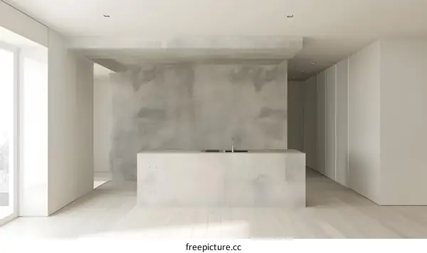 Minimalist Modern Kitchen Interior Design With Concrete Countertop