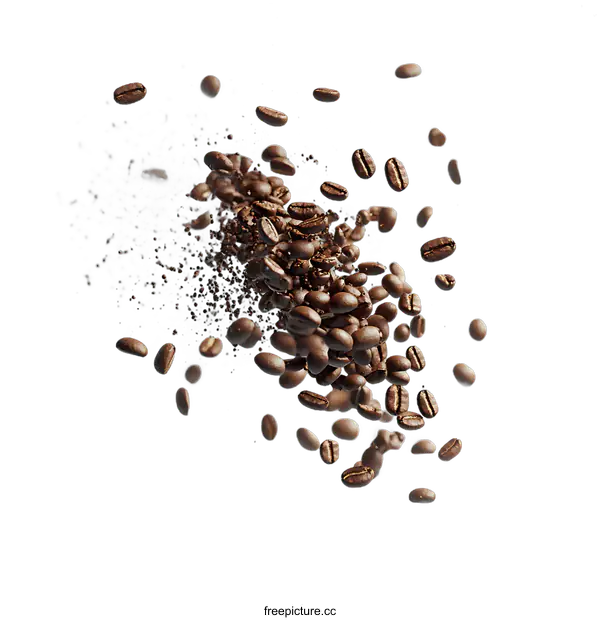 [Transparent Background PNG]Coffee Beans in Motion Illustrative Image