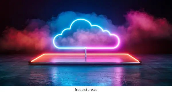Surreal cloud formation in vibrant hues of blue and pink
