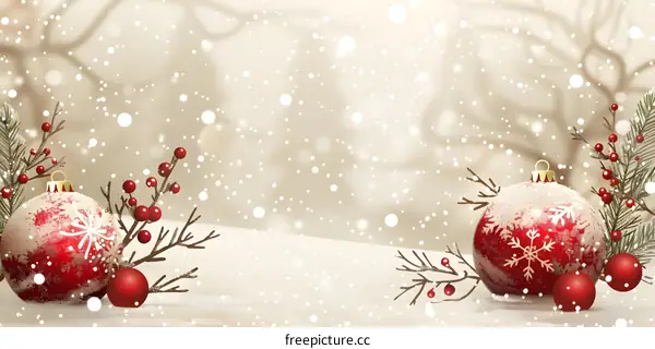Christmas background with red and gold ornaments